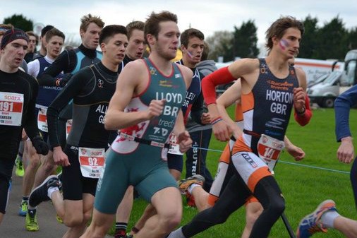 Liam running in a pack during a race